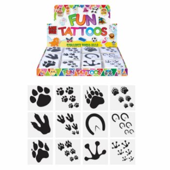 FUN TATTOO’S - ΣΧΕΔΙΟ: ΠΑΤΟΥΣΕΣ ΖΩΩΝ, Κάθε πακέτο 12x Τατουάζ σε DISPLAY (48 τεμ.)