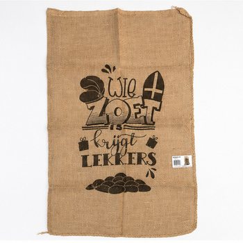 ΜΕΓΑΛΟΣ ΣΑΚΟΣ ΑΠΟ ΓΙΟΥΤΑ SINTERKLAAS - ΜΕ ΚΕΙΜΕΝΟ: WIE ZOET IS KRIJGT LEKKERS - Περ. 60 x 100 εκ. (1 τμχ)