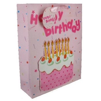 Τσάντα Δώρου Happy Birthday Ροζ (12 τεμ.)