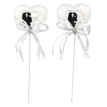 Διακοσμητικό cake topper - Νυφικό Ζευγάρι σε Καρδιά (12 τμχ.)