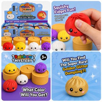 RAGE - Squishy SUGAR EDITION Dumplings Bun &Mu;&Epsilon;&Gamma;&Alpha;&Lambda;&Omicron; (8.5 x 8.5 x 4.8 cm) - Viral 2026 Fidget Toy (12 &tau;&mu;&chi;)