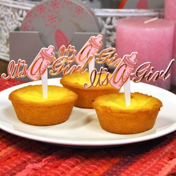 Διακοσμητικά Cupcake Γέννησης - It's a Girl (12 τμχ.)