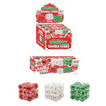 Σετ Κύβων Στρες Squeezy Glitter Bauble - Σετ 3 Τμχ - Με Γέμιση Sugar - Σε Display (6 Σετ)