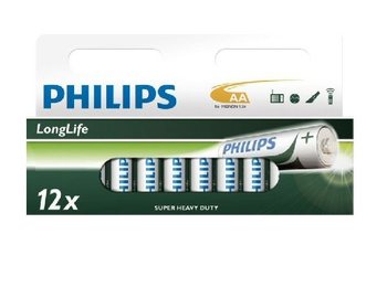 12x &Mu;&Pi;&Alpha;&Tau;&Alpha;&Rho;&Iota;&Epsilon;&Sigma; "PHILIPS - SUPER HEAVY DUTY" AA - LONGLIFE (12 &tau;&mu;&chi; Blister)