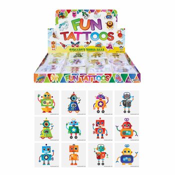 FUN TATTOO’S - ΣΧΕΔΙΟ: ΡΟΜΠΟΤ, Κάθε πακέτο 12x Τατουάζ ΣΕ DISPLAY (48 τεμ.)