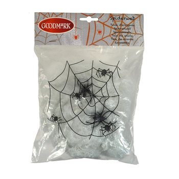 Διακοσμητικός Ιστός Αράχνης Halloween με 2 Αράχνες (4 τμχ.)