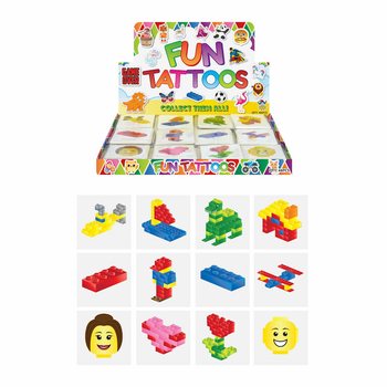 Προσωρινά Τατουάζ Fun - Σχέδιο Τουβλάκια, Display 48 Τεμαχίων (12 Τατουάζ ανά πακέτο)