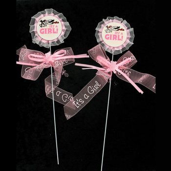 Διακοσμητικό Cake Topper Γέννησης - It's a Girl (12 τμχ.)
