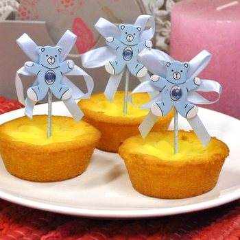 ΔΙΑΚΟΣΜΗΤΙΚΟ CUPCAKE ΓΕΝΝΗΣΗΣ - ΜΠΛΕ ΑΡΚΟΥΔΑΚΙ (12 τμχ.)