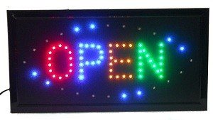 Φωτεινή Επιγραφή LED OPEN - 4 Χρώματα - Με Φλας