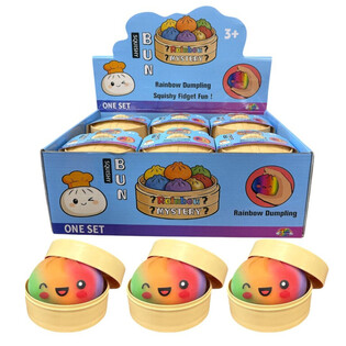 RAGE - RAINBOW Squishy Bun Dumplings ΜΕΓΑΛΑ (8.5 x 8.5 x 4.8 Cm) - Viral 2026 Fidget Toy (12τμχ.)
